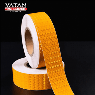SARI PETEKLİ REFLEKTİF BANT 5 cm X 50 Metre